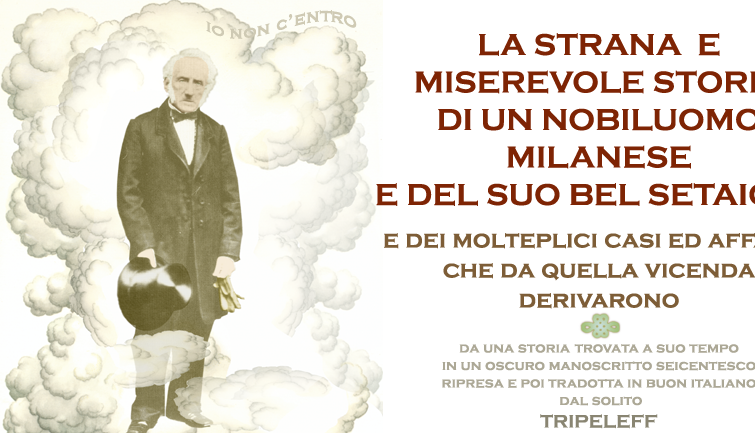 La strana e miserevole storia di un nobiluomo milanese e del suo bel setaiolo. E dei molteplici casi ed affanni che da quella vicenda derivavano. Da una storia trovata a suo tempo in un oscuro manoscritto seicentesco ripresa e poi tradotta in buon italiano dal solito TRIPELEFF